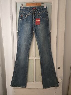 Moto Blue Low Rise Bootcut Jeans Size 24